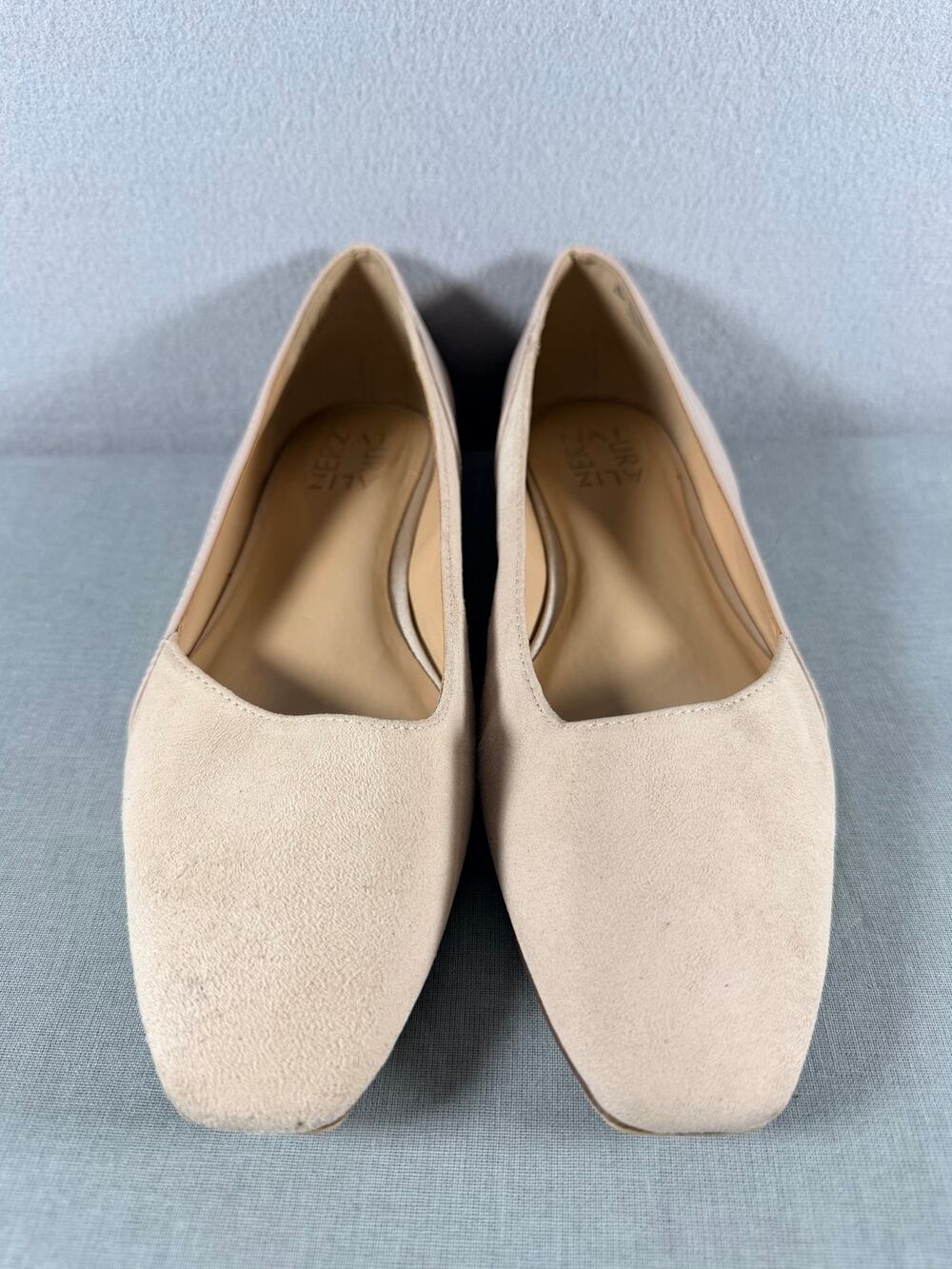 Naturalizer Keiva Women’s 6.5W Nude Suede Leather Square Toe Flats Wide